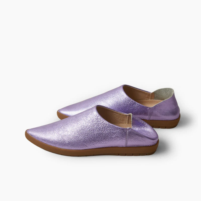 Lilac Metallic Pebble Grain Sneaker